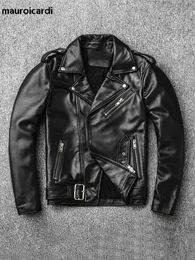 Men's Leather Faux Leather Mauroicardi Spring Autumn Short Black Fitted Faux Leather Biker Motorcycle Jackets for Men Zipper Plus Size Clothing 4xl 5xl T221102