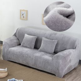 Chair Covers plush fabric sofa cover velvet cloth thick slipcovers keep warm sofa covers funiture protector polyester dustproof solid Grey 221102