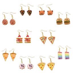 Stud Cake Earring For Women Resin Pizza Drop Earrings Children Handmade Jewelry Diy Gifts Dangle Delivery 2022 Smt1Y