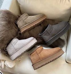 Boots Ultra Mini Platform Designer Woman Winter Ankle Australia Snow Thick Bottom Real Leather Warm Fluffy Booties With Fur 2233