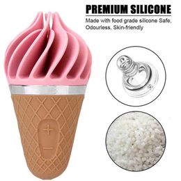 Sex toys masager toy Vibrating spear NXY Vibrators Mini Ice Cream Vibrator Female Masturbation g Spot Clitoris Stimulator Soft Silicone Cone Toy for EK57