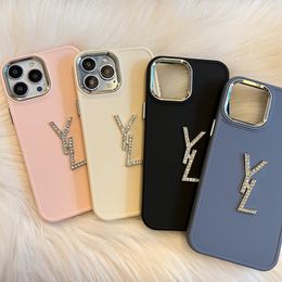 Luxury Cell Phone Cases Designer Golden Diamond Letters Case For IPhone 14 Pro Max Plus 13 12 11 Fashion Pink Blue Phonecase Cover Shell