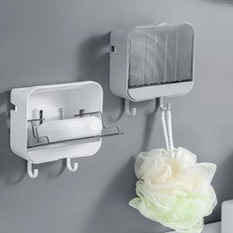 Soap Dishes Rack PP With Cover Vertical Dustproof High Quality Bathroom Drip Fertiliser Punch-free Wall Hanging Punch Free Holders