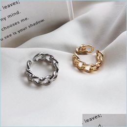 Cluster Rings Cluster Rings Gold Sier Color Plating Chain Shape For Women Men Vintage Gothic Chunky Hip Hop Ring Antique Jewelry Acc Dh57X