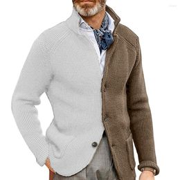 Men's Sweaters Stylish Men Sweater Coat Knitting Thermal Buttons Anti-pilling Stand Collar Autumn