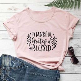 Arrival High Quality T Shirt Thankful Grateful Blessed Fall Thanksgiving Tee