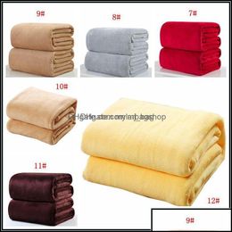 Blankets Home Textiles Garden Warm Flannel Fleece Soft Solid Colors Bedspread Plush Winter Summer Throw Blanket For Bed Sofa Otgth