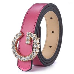 Belts 2022 Kids Belt Fashion Diamond Buckle For Women Children Boys/Girls Pu Leather Jeans Candy Colour Waist