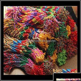 Charm Bracelets Charm Bracelets Drop Delivery 2021 Ethnic Colorf Women Braid Cords Bracelet Weaven Strands Handmade Braided String C Otqfy