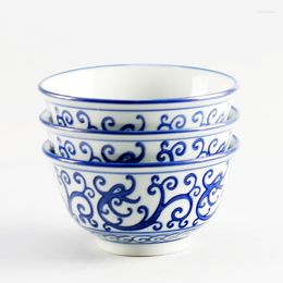 Bowls 4.5inch Vintage Ceramic Bowl Blue And White Porcelain Rice Chinese Tableware Thicken Dinnerware Ramen Decor Crafts