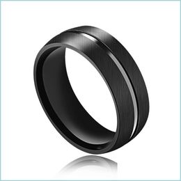Cluster Rings Cluster Rings Mae Black Colour 8Mm Round Titanium Stainless Steel Men Cool Personalised Fashion Jewellery Gift Drop Deliv Dhgqr