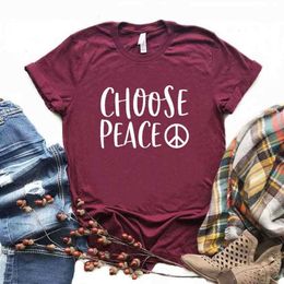 Choose Peace Print Women T Shirt Tshirts Casual Funny For Lady Top Tee Hipster 6