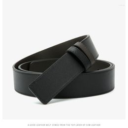 Belts NFC Chip Belt Men's Headless Leather Without Buckle Head Layer Cattle Spare 3.4cm Wide