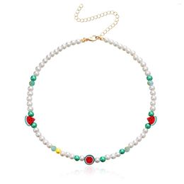 Choker Trend Fruit Charm Pearl Necklace For Women Colourful Beads Necklaces Sweet Girl Friend Gift Summer Beach Jewellery 2022