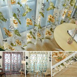 Curtain Chic Style Window Flower Print Sheer Pattern Voile Tulle Valances