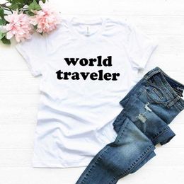 World Traveler Women Hipster T Shirt Funny T-shirt Lady Yong Girl Top Tee Drop Ship