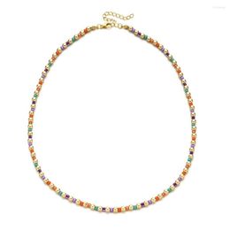 Chains Bohemia Style Gold Color Cute Glass Beaded Necklace Multicolor Short Chokers Charm Necklaces Sweet Neck Jewelry For Women Girls