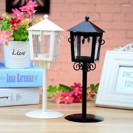 Candle Holders European Retro Street Lights Candlestick Classic Iron Glass Holder Lantern Stand Family Wedding