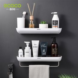 Bathroom Shelves ECOCO Shelf Shower Storage Organiser Caddy Wall Mount Shampoo Rack No Drilling Kitchen 221102