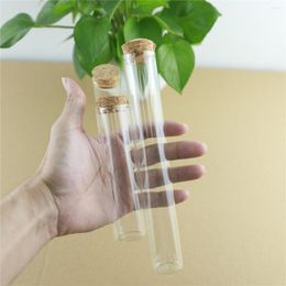 Storage Bottles 12pcs/Lot Long Cork In Vitro Thick Glass Wishing Bottle Stopper Jars Container