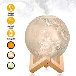 Humidifiers Aroma Diffuser Ultrasonic Essential Oil 880ml Air USB Humidifier Full Moon Lamp Night Light Night Cool Mist Purifier For Offi