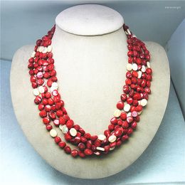 Choker 1PC Fashion Women Coral Necklaces With Mother Of Pearl Shell Materials 50CM Length Five Lines For Clothes Wearing S