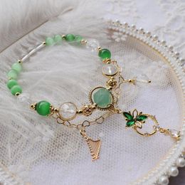 Link Bracelets Anime Venti Women Bracelet Genshin Impact Woman Fashion Charms Cosplay Crystal Adjustable Chain Bangles Alloy Armband