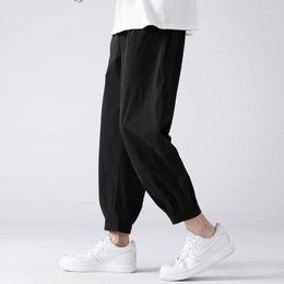Men's Pants 2022 Summer Tide Brand Ice Silk Solid Colour Casual Men's Sports Loose Sweat Straight
