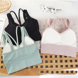 Yoga Outfit Women's Sports Bra Beautiful Back Cross Strap Push Up Tube Top Comfortable Wrap Chest Fitness Gym Tops Female Underwear
