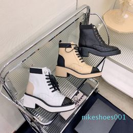 2022 Boots High Heel Martin Velvet Metal Crumpled Patent Lambskin Calfskin Wool Tweed White Black Size 35-40