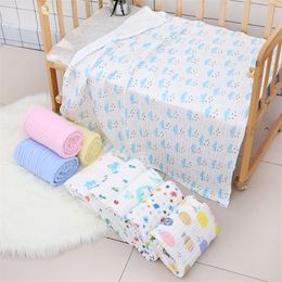 Blankets Swaddling 6 Layers Bamboo Cotton Infant Kids Swaddle Cartoon Print Wrap Sleeping Warm Quilt Bed Cover Muslin Baby 221103