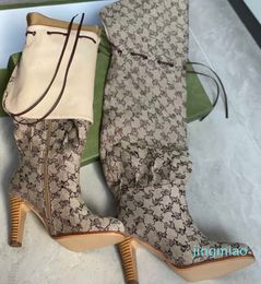 2022 boots Original Shoes High Winter Adjustable Straps Canvas Zipper Laces Ladies Girls Sexy Women