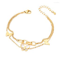 Pendant Necklaces 316L Stainless Steel Fashion Fine Jewelry Zircon Natural Shell Butterfly Chain Choker Bracelets Earrings For Women