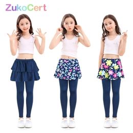 Trousers Cotton kids girls leggings with skirt Culottes Render Pants for children Flower Floral Printed Elastic Pencil trousers 221102