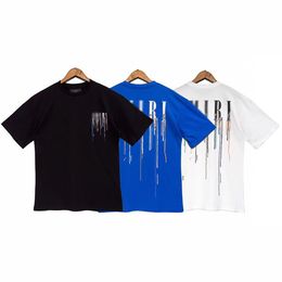 Men's T-Shirts Early Spring High Street Round Neck Short Sleeve Couple Loose Dazzling Ink Splash Casual Hip Hop Tee