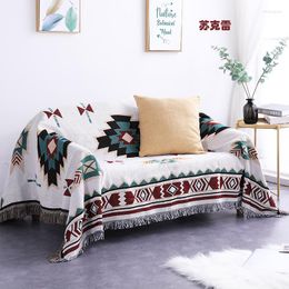 Blankets Nordic Sofa Blanket Prayer Model Room Decorative Bohemia Bed Towel Geometric Pattern Yarn Dyed Tapestry Settee Lounge Cover