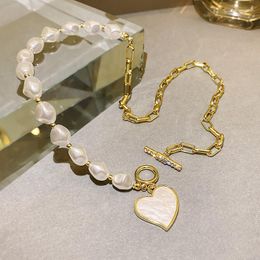 Choker Fritillary Heart Pendant Irregular Pearl Necklace For Women Coquette Aesthetic Collar Collier Fashion Jewellery Accessories 2022
