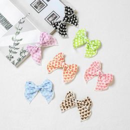 Hair Accessories Heart Shape Bowknot Clips For Baby Girls Soft Hairclip Cotton Bow Kids Headwear Barrettes
