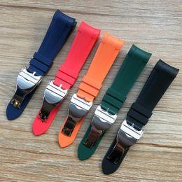 22mm Black Blue Red Orange Green Soft Silicone Rubber Wrist Watch Band Strap with Silver Clasp fit For Tud2932