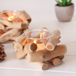 Candle Holders Rustic And Romantic Wooden Delicate Christmas Vintage Holder For DIY Year Party Wedding Home Decor Craft Gift