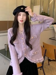Women's v-neck tassel knitted sweater cardigan coat single breasted solid Colour cape SML
