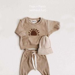 Çocuklar 2023 Giyim Setleri Giysiler Seti Toddler Boy Boy Kız Desen Gündelik Üstler Çocuk Gevşek Pantolon 2 PCS DESIG 428
