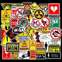 50PCS Warning Stickers Danger Banning For Cars Skateboard Fridge Guitar Laptop Motorcycle Bike Suitcase Notebook PC Travel Classic Toy Cool Decals Sticker