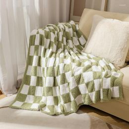 Blankets Plaid Throw Chequered Fuzzy Blanket Winter Warm Stitch Fluffy Bed Linen Bedspread Fleece For Sofa Bedroom