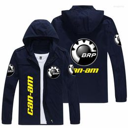 Men's Trench Coats Spring And Autumn Men's CAN-AM LOGO Jackets Printed Casual Fashion Loose Biker Jacket Street
