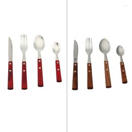 Dinnerware Sets 304 Stainless Steel Solid Wood Handle Western Style Knife Fork Spoon Creative Wooden Tableware Gift Set