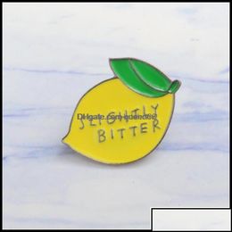 Pins Brooches Pins Brooches Jewellery Lemon Slighty Bitter Special Cute Cartoon Yellow Enamel Brooch Creative Lapels Denim Badges Gif Otb7E