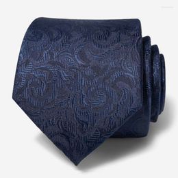 Bow Ties High Quality Designer Brand Fashion Navy Blue 8cm Wide Paisley Necktie For Men Business Formal Suit Gentlman Gift Box