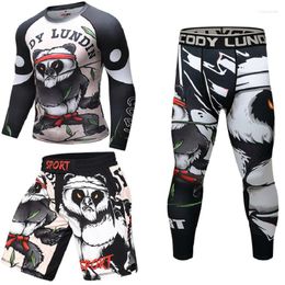 Men's Tracksuits Custom 3 Pieces Tracksuit Panda Print Comprission Clothes Digital Printing Jiu Jitsu BJJ Trainning T Shirts