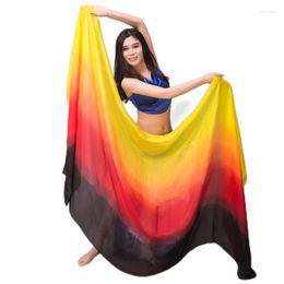 Stage Wear Silk Belly Dance Hand Throw Scarf Dancer Performance Props Shawl Handmade Real Veil Adults 250x114cm Gradient Light